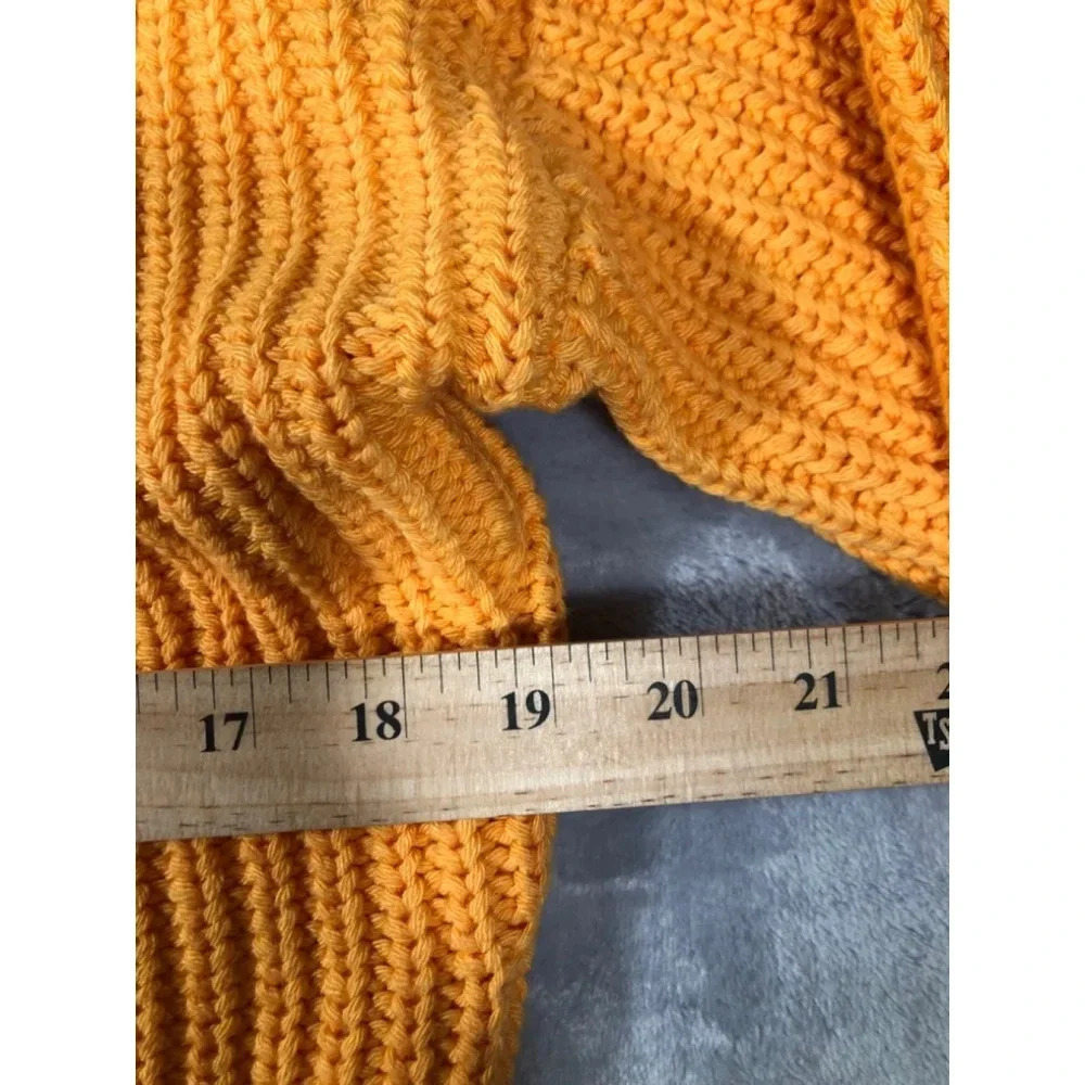Anthropologie Maeve Cropped Chunky Knit Sweater Ribbed Knit Orange Size small - Picture 4 of 4